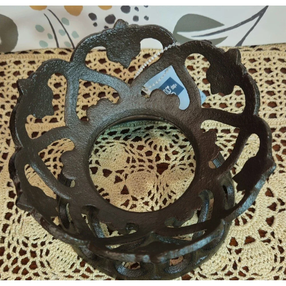 NWT Wrought Metal Console Bowl Stand Holder Scroll Design